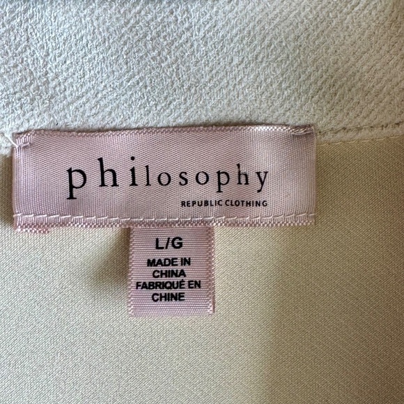 Philosophy Ivory Faux Leather Notch Lapel Collar Longline Coat – Size L - Picture 6 of 14
